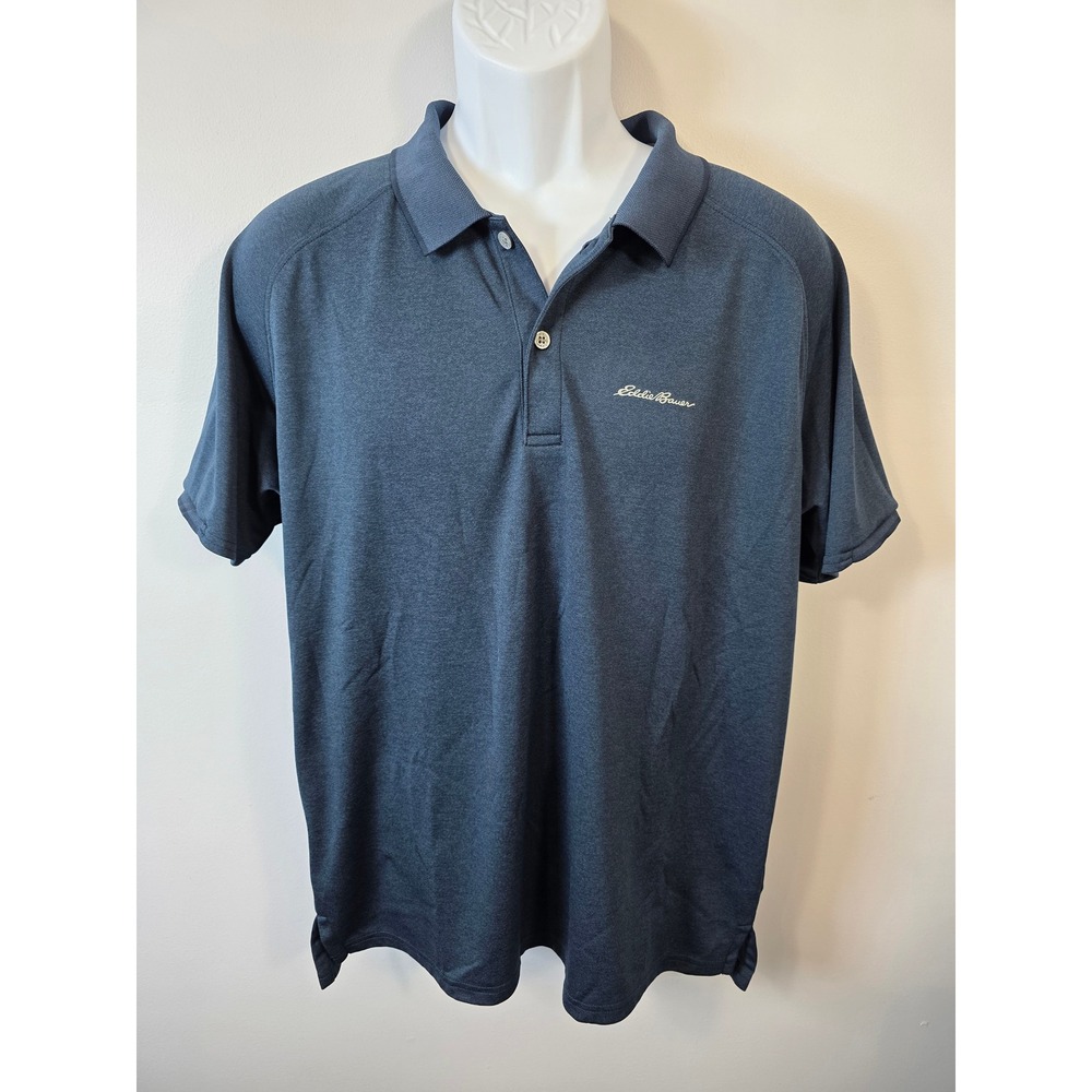 Eddie Bauer Mens FreeDry Performance Polo Shirt Blue Heather Large Short Sleeve